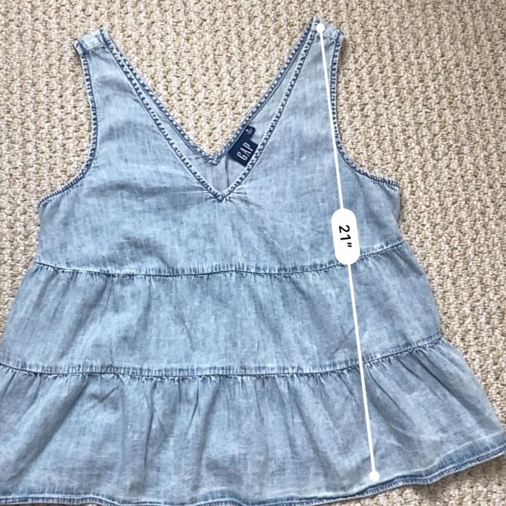 GAP | 100% Cotton Denim Tiered Tank Top Size Small - Picture 12 of 15